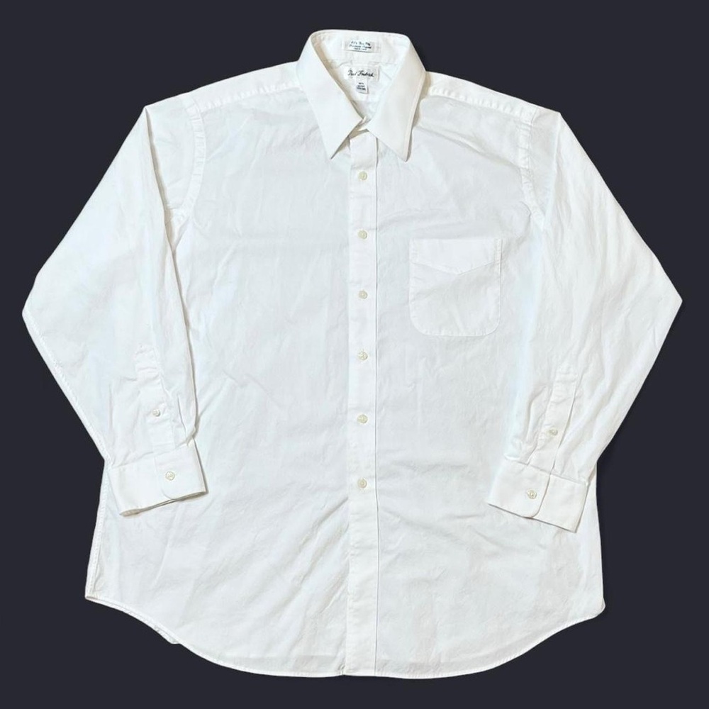 Paul Fredrick 80’s Two Ply Pinpoint Oxford White Dress Shirt 17.5-35